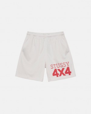 Beige Men's Stussy 4X4 Mesh Shorts Philippines | CWM-4912