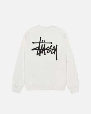 Beige Men's Stussy Basic Stüssy Pigment Dyed Crew Sweatshirts Philippines | DTS-6698