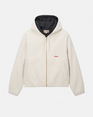 Beige Men's Stussy Work Jacket Insulated Canvas Jackets Philippines | PHD-8938