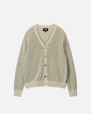 Beige Women's Stussy Loose Gauge Cardigan Sweaters Philippines | THH-4710