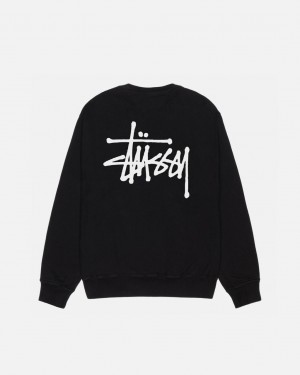 Black Men's Stussy Basic Stüssy Pigment Dyed Crew Sweatshirts Philippines | KNM-4606