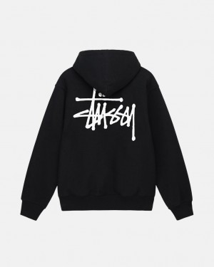 Black Men's Stussy Basic Stussy Hoodie Philippines | PEV-3571