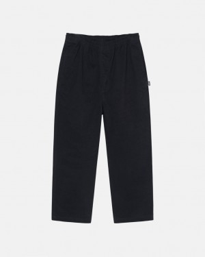 Black Men's Stussy Beach Pant Brushed Cotton Pants Philippines | OCZ-1326