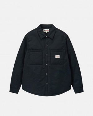 Black Men's Stussy Padded Tech Over Shirt Jackets Philippines | PSZ-8069