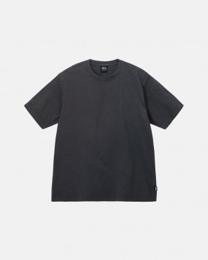 Black Men's Stussy Pigment Dyed Crew Tees Philippines | UNF-9642