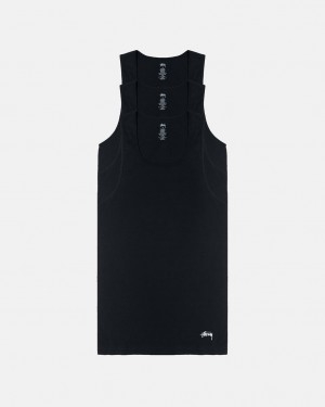 Black Men's Stussy Stussy Tank Undershirt Shirts Philippines | VHP-9465