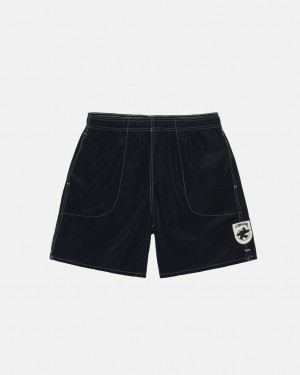 Black Men's Stussy Surfman Patch Water Short Swimwear Philippines | QZU-0800