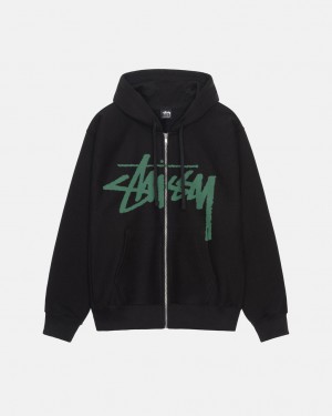 Black Men's Stussy Venus Zip Hood Sweatshirts Philippines | BST-1074