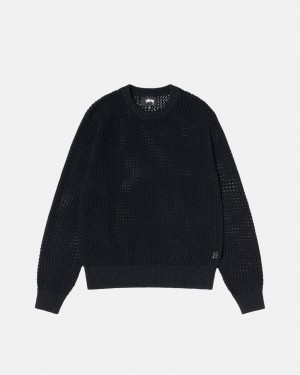 Black Women's Stussy Pigment Dyed Loose Gauge Knit Sweaters Philippines | JOA-6319