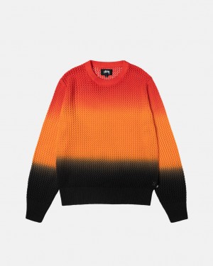 Black / Red Men's Stussy Pigment Dyed Loose Gauge Knit Sweaters Philippines | PPS-6790