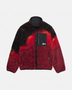 Black / Red Men's Stussy Sherpa Reversible Jackets Philippines | OQY-2972