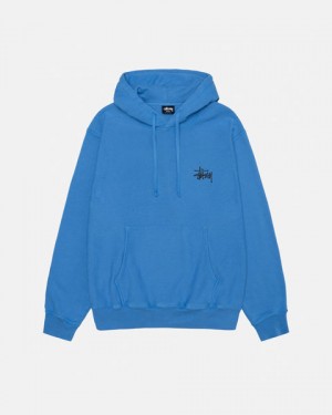 Blue Men's Stussy Basic Stussy Hoodie Pigment Dyed Hoodie Philippines | PYA-2679