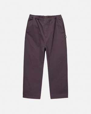 Burgundy Men's Stussy Brushed Beach Pants Philippines | XZD-6032