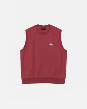 Burgundy Women's Stussy Stock Fleece Vest Sweatshirts Philippines | AHF-6449