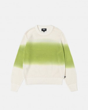 Dark Green Men's Stussy Pigment Dyed Loose Gauge Knit Sweaters Philippines | YTN-5907