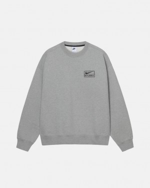 Dark Grey Women's Stussy Fleece Crew Sweatshirts Philippines | QXR-2661