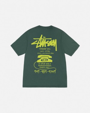 Green Men's Stussy Old Phone Tee Pigment Dyed Tees Philippines | BRV-5014