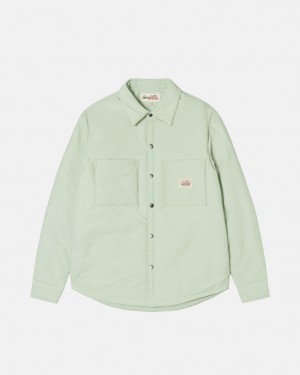 Green Men's Stussy Padded Tech Over Shirts Philippines | OYX-6015