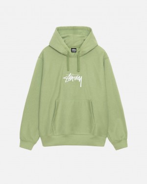 Green Men's Stussy Stock Logo Applique Hood Sweatshirts Philippines | KYC-7991