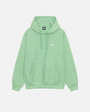 Green Men's Stussy Stock Logo Hood Sweatshirts Philippines | QLB-9821