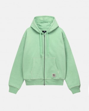 Green Women's Stussy Double Face Label Zip Hoodie Philippines | OEH-9260