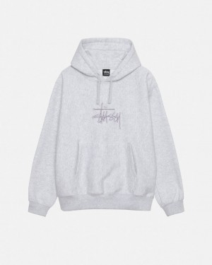 Grey Men's Stussy Basic Applique Hoodie Philippines | TWZ-0447