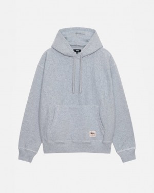 Grey Men's Stussy Contrast Stitch Label Hoodie Philippines | DPW-9929