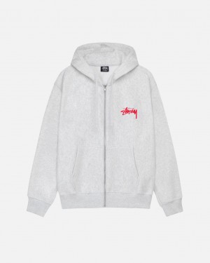 Grey Men's Stussy Skate Tough Zip Hoodie Philippines | UWH-3309