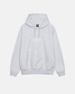 Grey Men's Stussy Stock Logo Applique Hoodie Philippines | GYF-2502