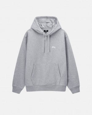 Grey Men's Stussy Stock Logo Hoodie Philippines | KFG-5873