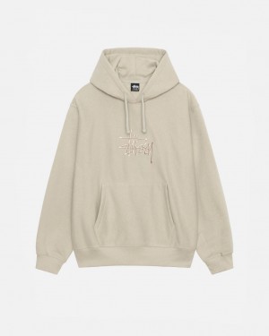 Khaki Men's Stussy Basic Applique Hood Sweatshirts Philippines | ZTA-8335