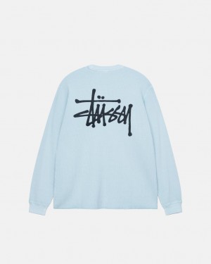 Light Blue Men's Stussy Basic Stock Ls Thermal Tops Philippines | RYZ-8842