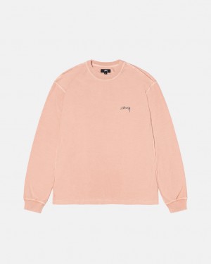 Light Pink Men's Stussy Lazy Ls Tees Philippines | DVX-7874