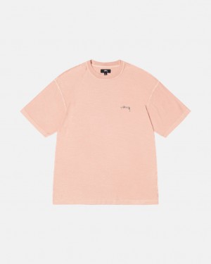 Light Pink Men's Stussy Pig. Dyed Inside Out Crew Tees Philippines | YZP-7234