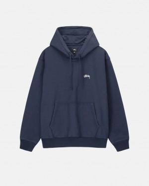 Navy Men's Stussy Overdyed Stock Logo Hoodie Philippines | ZYG-2658