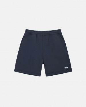 Navy Men's Stussy Overdyed Stock Logo Sweat Shorts Philippines | IVP-6788