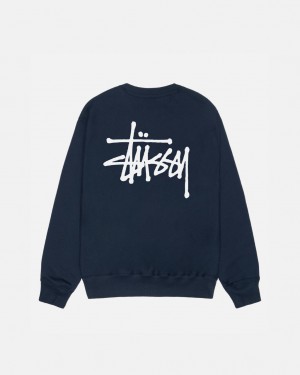 Navy Women's Stussy Basic Stussy Crew Sweatshirts Philippines | TQG-3907