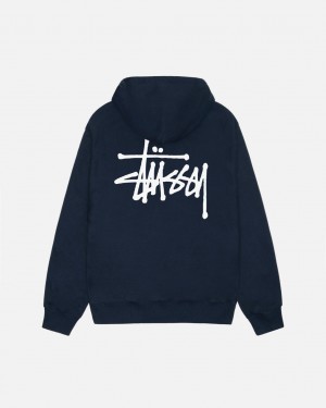 Navy Women's Stussy Basic Stussy Hoodie Philippines | IQP-5801