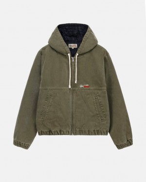 Olive Men's Stussy Work Jacket Insulated Canvas Jackets Philippines | CCV-1488