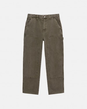 Olive Men's Stussy Work Pant Canvas Pants Philippines | AJO-9534