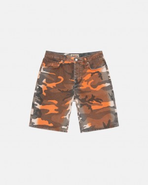 Orange Camo Men's Stussy Spray Dye Big Ol' Shorts Philippines | TVT-6859