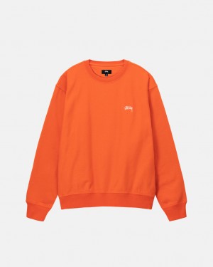 Orange Men's Stussy Overdyed Stock Logo Crew Sweatshirts Philippines | XXZ-7701