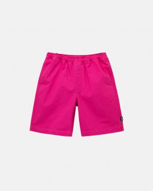 Pink Men's Stussy Brushed Beach Shorts Philippines | CNC-6878