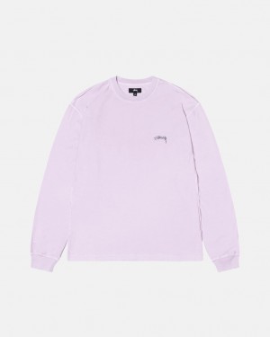 Purple Men's Stussy Lazy Ls Tees Philippines | JWP-5756