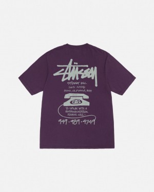 Purple Men's Stussy Old Phone Tee Pigment Dyed Tees Philippines | XOC-0261