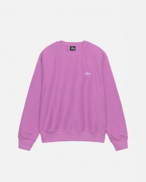 Purple Men's Stussy Stock Logo Crew Sweatshirts Philippines | WGN-8935