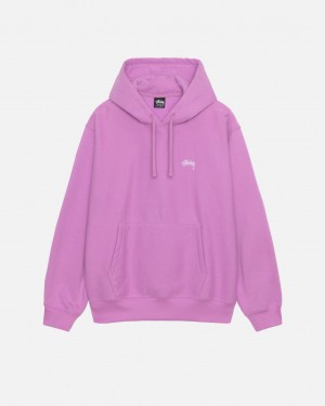 Purple Men's Stussy Stock Logo Hood Sweatshirts Philippines | EES-9264