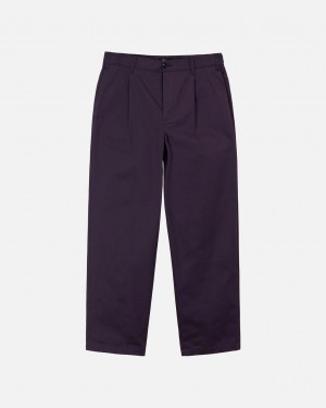 Purple Men's Stussy Twill Volume Pleated Trouser Pants Philippines | OWH-6387