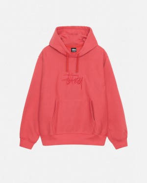 Red Men's Stussy Basic Applique Hood Sweatshirts Philippines | PJM-7484