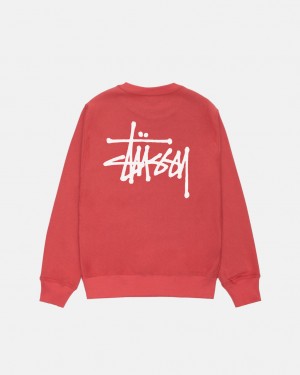 Red Men's Stussy Basic Stussy Crew Sweatshirts Philippines | DIF-7353